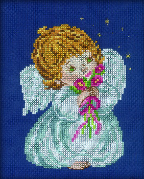 Набор для вышивания РТО арт.C038 Ангел с цветами 13х16 см