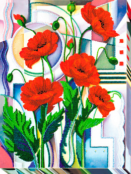Набор для вышивания бисером АБРИС АРТ арт. AB-529 Цветы Морфея 30х40 см