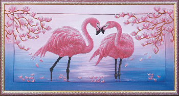 Набор для вышивания бисером МАГИЯ КАНВЫ арт.Б114 Розовые фламинго 57х28,5 см