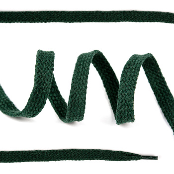 Шнурки плоские 10мм классическое плетение х/б дл.150см цв.019 т.зелёный (10 комп)