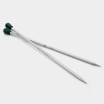 36208 Knit Pro Спицы прямые для вязания Mindful 10мм/25см, нержавеющая сталь, серебристый, 2шт