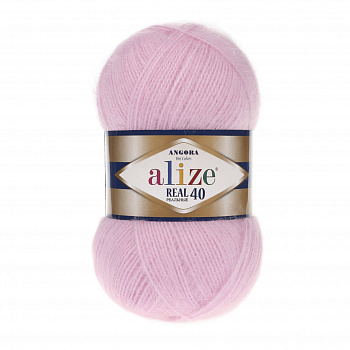 Пряжа для вязания Ализе Angora Real 40 (40% шерсть, 60% акрил) 5х100г/480м цв.185 розовый