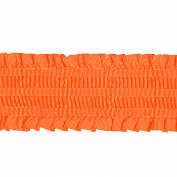 Резинка декоративная с рюшами УТ-61717 шир.050мм цв.оранжевый люминесцентный уп.25м А