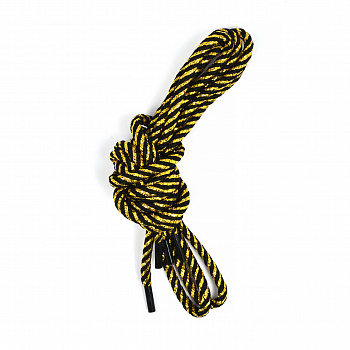 Шнурки круглые 5мм с наполнителем дл.120см цв. черный золото винт (10 компл)