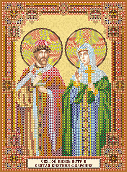 Схема для вышивки иконы бисером на холсте АБРИС АРТ арт. ACK-162 Святой князь Перт и святая княгиня Феврония 17х23 см
