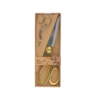 Maxwell Vintage набор подарочный из 2 ножниц: портновские 200мм + цапельки 90мм золото арт.111565