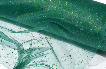 Фатин с глиттером средней жесткости блестящий арт. G.TRM.067 шир.150 см, 100% ПЭ уп.50м цв.67 т.зеленый