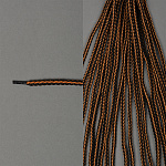Шнурки круглые вязальные 4мм без наполнителя дл.100 см цв. черно-горчичный, продольная полоска (25 компл)