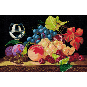 Набор для вышивания мулине НИТЕКС арт.0206 Натюрморт с виноградом 26х40 см