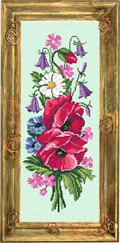 Рисунок на канве (страмин) с нанесенным рисунком ЧАРIВНИЦЯ арт. S13 Букет полевых цветов 20х50 см