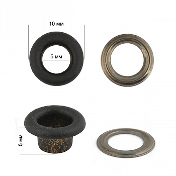 Люверсы металл TBY.L-9.5 №3 (Ø 5мм, h 5мм) цв. черная резина уп.500шт