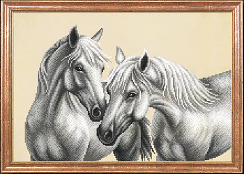 Рисунок на ткани МАГИЯ КАНВЫ арт.КС063 Белые лошади 39х27 см