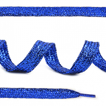 Шнурки плоские 10мм металлизированые дл.120см цв. синий МХ-346S (10 компл)