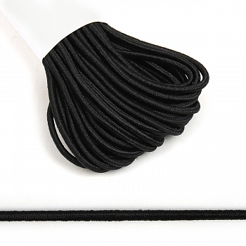 Резинка TBY шляпная (шнур круглый) цв.F322 черный 2мм рул.10м (±0,5м)