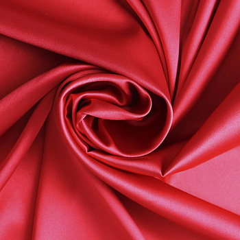 Ткань атлас стрейч 105 г/м² 98% полиэстер, 2% спандекс шир.150 см арт.Р.15055.14 цв.14 красный уп.25м (±5м)