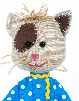 Набор для изготовления игрушки из льна и хлопка арт.ПЛДК-1454 Домовитый кот Василий 16,5 см