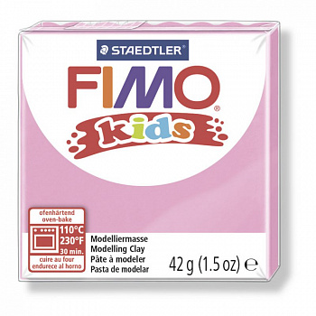 FIMO kids полимерная глина для детей, уп. 42г цв.розовый, арт.8030-220