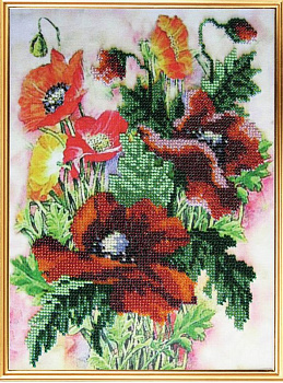 Набор для вышивания ВЫШИВАЛЬНАЯ МОЗАИКА арт. 087ЦВ Акварельные цветы. Маки 19х26,5 см