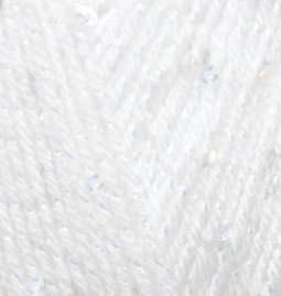 Пряжа для вязания Ализе Sal abiye (5% пайетки, 5% металлик, 10% полиэстер, 80% акрил) 5х100г/410м цв.055 белый