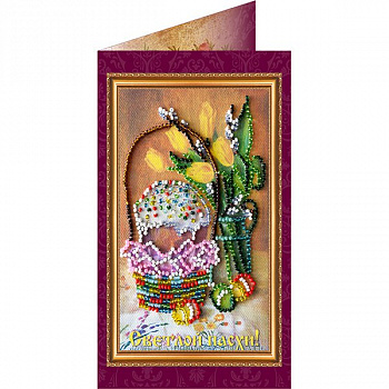 Набор для вышивания бисером АБРИС АРТ арт. AO-009 Пасхальная открытка 09 8,4х14 см