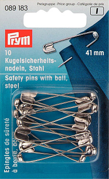 Булавки швейные PRYM английские, сталь с защитой от ржавчины, с шариком, 41 мм, серебристый, уп.10 шт, арт.089183