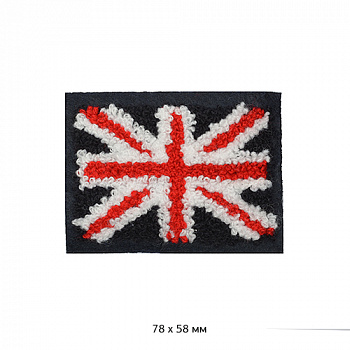 Аппликация пришивная махровая флаг Британии арт.УТ58153 7,5х6 см прямоуг.форма уп.10шт