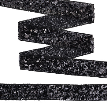 Тесьма с пайетками TBY на сетке арт. TDF03014 шир.30мм цв.черный уп.13,7м