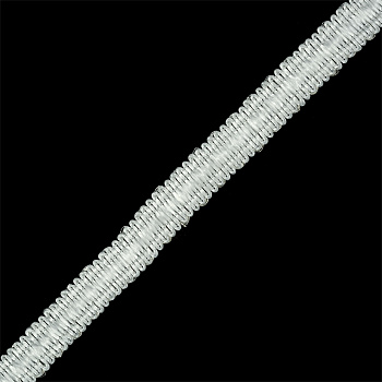 Тесьма отделочная Зиг-Заг арт.с3729г17 рис.9254 с метанитом шир.10мм цв.белый-серебро уп.10м