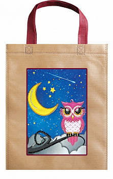 Набор для вышивания бисером АБРИС АРТ арт. ACA-006 сумка Сова и луна 15,5х20,5 см