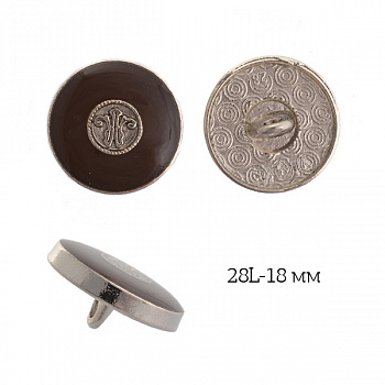 Пуговицы металл TBY.1912.2 цв. серебро/черный 28L-18мм, на ножке, 50шт