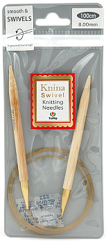 1000800 Tulip Спицы круговые для вязания Knina Swivel  8мм / 100см, натуральный бамбук