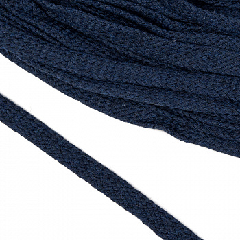 Шнур плоский х/б 10мм турецкое плетение цв.024 т.синий уп.25 м