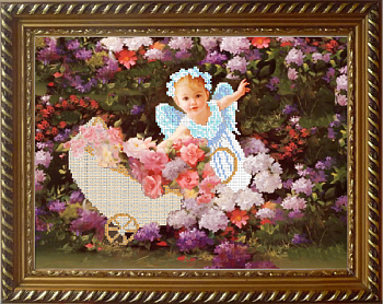 Рисунок на ткани СЛАВЯНОЧКА арт. КС-078 Цветочный ангел 28х36 см