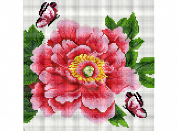 Набор Белоснежка для изготовления картин со стразами на подрамнике арт.БЛ.333-ST-S Розовый цветок и бабочки 30х30см
