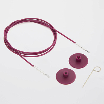 10644 Knit Pro Тросик поворотный для спиц (заглушки 2 шт, кабельный ключик) длина 56 см (длина со спицами 80 см)