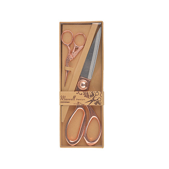 Maxwell Vintage набор подарочный из 2 ножниц: портновские 200мм + цапельки 90мм розовое золото арт.111563