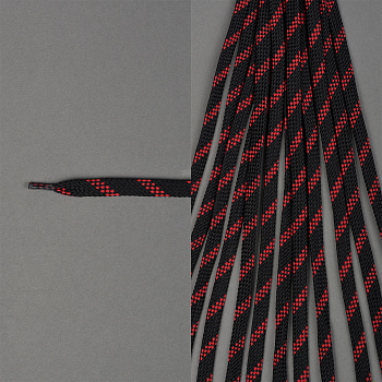 Шнурки плоские 9 мм 7с859 длина 100 см, компл.2шт, цв.черный-красный широкая полоска