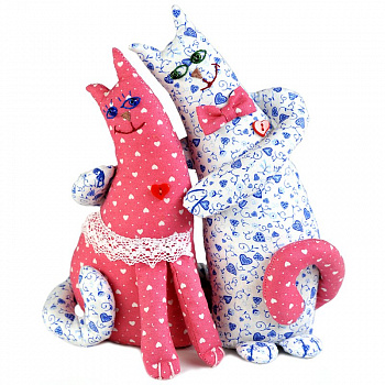 Набор для изготовления текстильной игрушки арт.ПЛ-402 Влюблённые коты 26 см