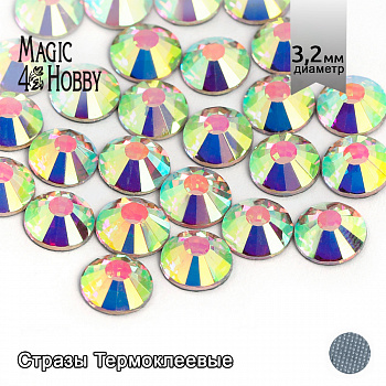Стразы термоклеевые MAGIC 4 HOBBY SS12 (3,0-3,2мм) цв. Crystal AB уп.288шт