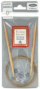 1000500 Tulip Спицы круговые для вязания Knina Swivel  5мм / 100см, натуральный бамбук