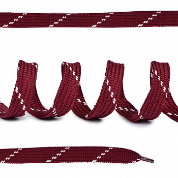 Шнурки плоские 14мм классическое плетение дл.100 см бордовый-белые точки (10 компл)
