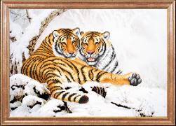 Рисунок на ткани МАГИЯ КАНВЫ арт.КС103 Тигры зимой 39х27 см
