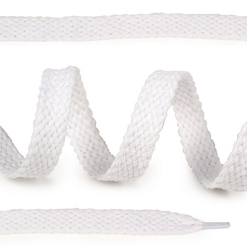 Шнурки плоские 12мм классическое плетение х/б дл.150см цв.001 отбелка (10 комп)