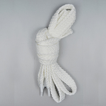Шнурки плоские 14-16мм турецкое плетение дл.100см цв. белый (10 компл)