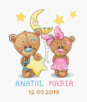 Набор для вышивания LUCA-S арт. B1148 Метрика, Анатолий и Мария 13,5х17 см