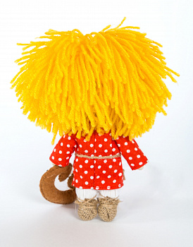 Набор для изготовления игрушки из льна и хлопка с волосами из пряжи арт.ПЛДК-1451 Домовенок 15,5 см
