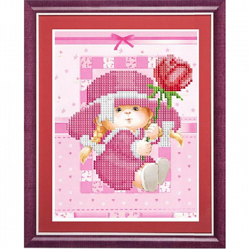 Рисунок на ткани СЛАВЯНОЧКА арт. КС-139 Малышка с тюльпаном 13,5х17см