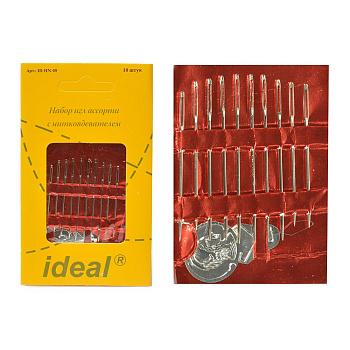 Иглы швейные ручные IDEAL арт.ID-HN-09 набор АССОРТИ (0340-0048) с нитковдевателем, уп.10 игл