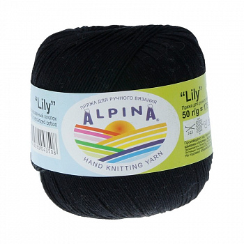 Пряжа ALPINA LILY (100% мерсеризованный хлопок) 10х50 г/175 м цв.002 черный