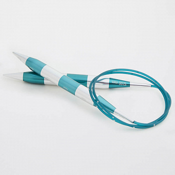 42098 Knit Pro Спицы круговые для вязания SmartStix 10мм/80см, алюминий, серебристый/изумрудный